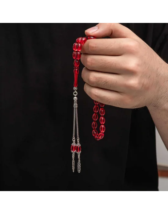 Gümüş Püskül Sıkma Kehribar Tesbih