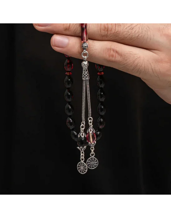 Gümüş Püskül Sıkma Kehribar Tesbih