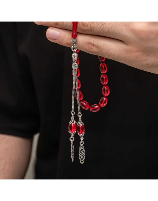 Gümüş Püskül Sıkma Kehribar Tesbih