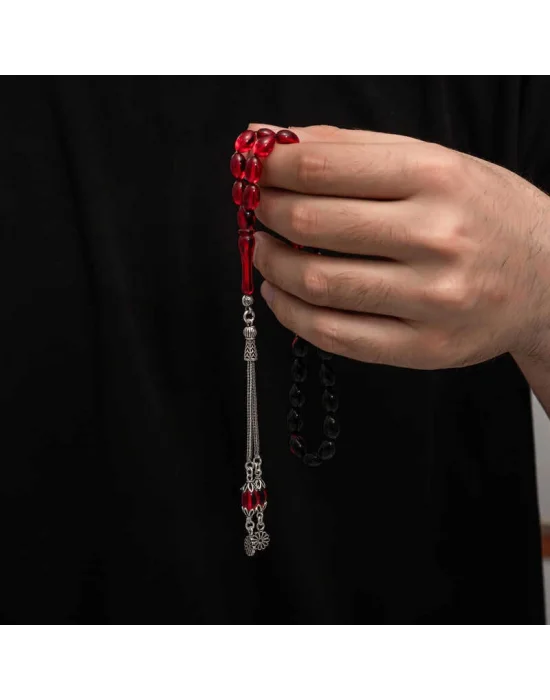 Gümüş Püskül Sıkma Kehribar Tesbih