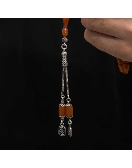 Gümüş Püskül Sıkma Kehribar Tesbih