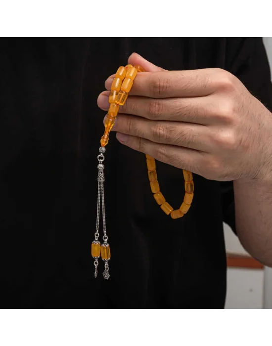 Gümüş Püskül Sıkma Kehribar Tesbih