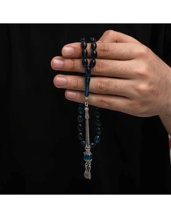 Gümüş Püskül Sıkma Kehribar Tesbih