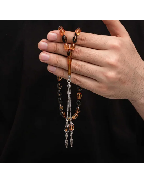 Gümüş Püskül Sıkma Kehribar Tesbih