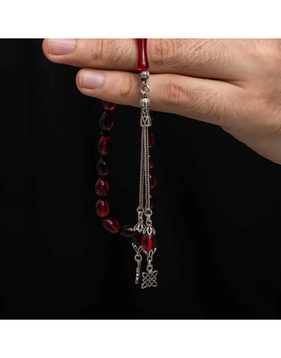 Gümüş Püskül Sıkma Kehribar Tesbih