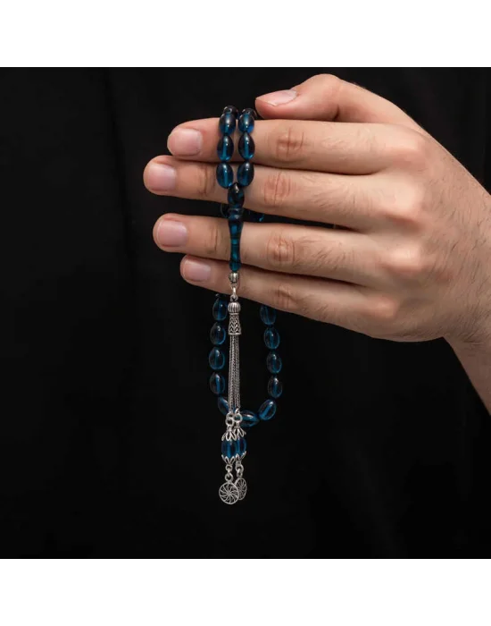 Gümüş Püskül Sıkma Kehribar Tesbih