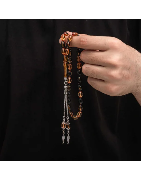 Gümüş Püskül Sıkma Kehribar Tesbih