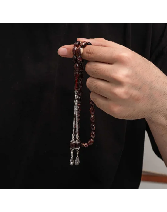 Gümüş Püskül Sıkma Kehribar Tesbih