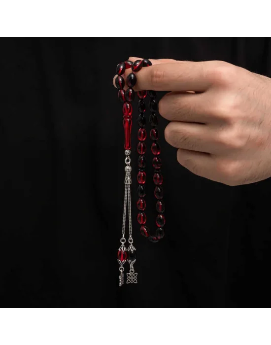 Gümüş Püskül Sıkma Kehribar Tesbih