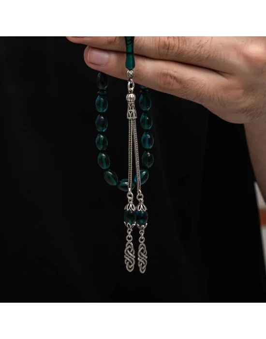 Gümüş Püskül Sıkma Kehribar Tesbih