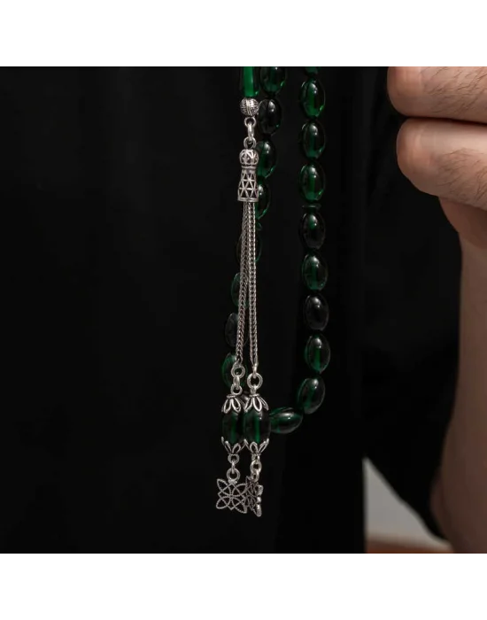 Gümüş Püskül Sıkma Kehribar Tesbih