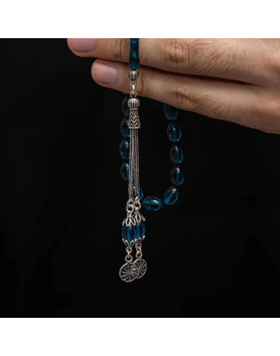 Gümüş Püskül Sıkma Kehribar Tesbih