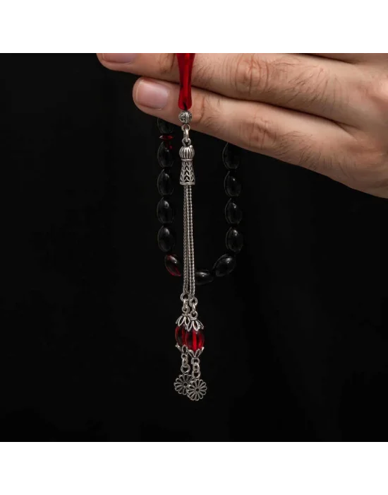 Gümüş Püskül Sıkma Kehribar Tesbih