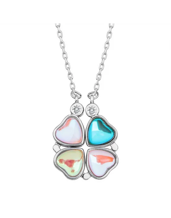 Gümüş Renkli Açılabilen Yonca Kadın Kolye