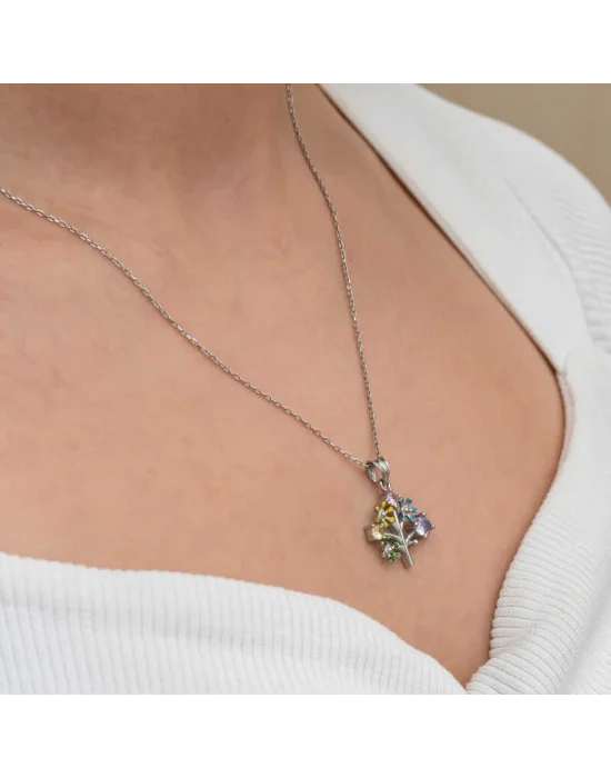 Gümüş Renkli Hayat Ağacı Kadın Kolye