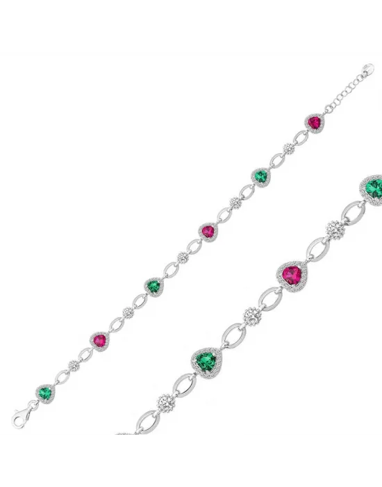 Gümüş Renkli Kalpler Bayan Bileklik