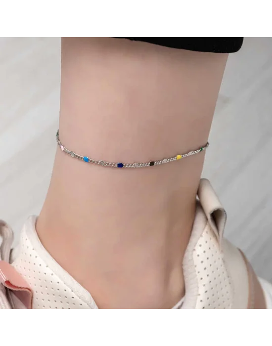 Gümüş Renkli Mineli Halhal