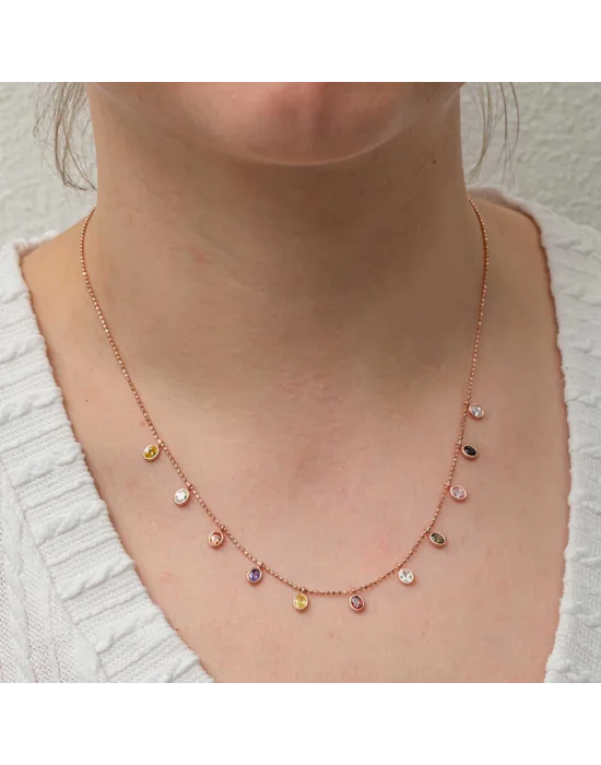 Gümüş Renkli Oval Taşlı Şans Kadın Kolye