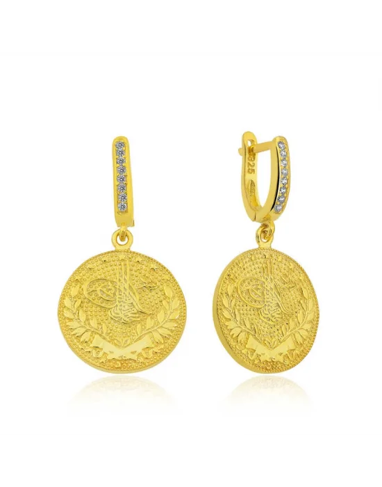 Gümüş Reşat Detaylı Mengeçli Küpe