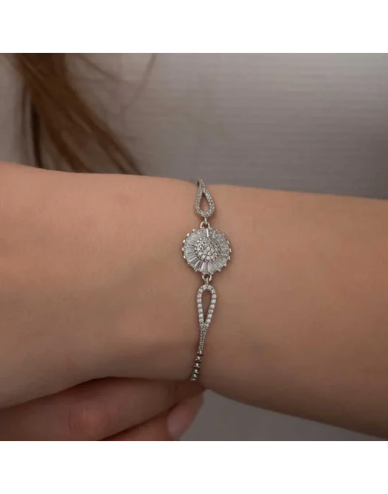 Gümüş Rodyum Baget Taşlı Sonsuzluk Bileklik