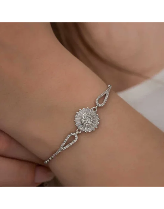Gümüş Rodyum Baget Taşlı Sonsuzluk Bileklik