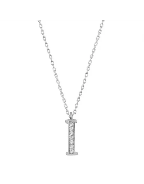Gümüş Rodyum I Harfi Kadın Kolye