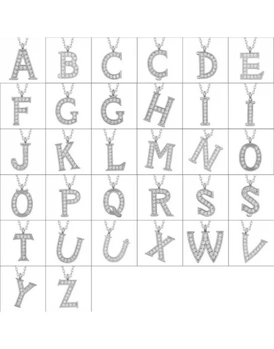 Gümüş Rodyum İ Harfi Kadın Kolye