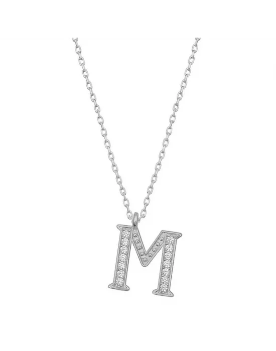 Gümüş Rodyum M Harfi Kadın Kolye