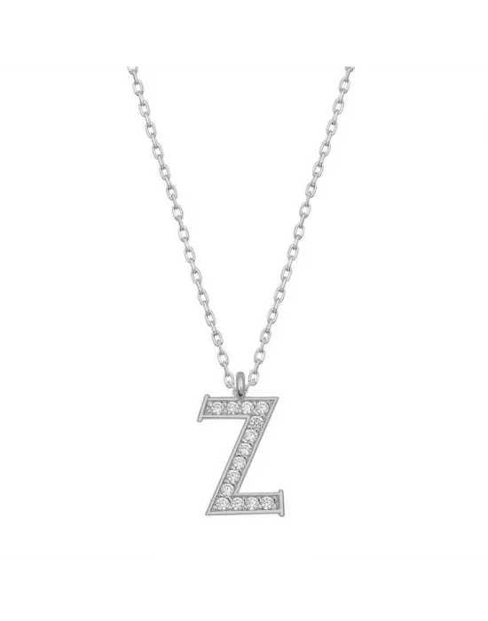 Gümüş Rodyum Z Harfi Kadın Kolye