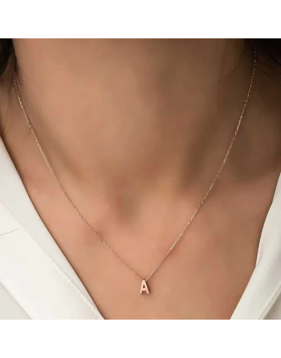 Gümüş Rose 3 Boyutlu A Harf Bayan Kolye