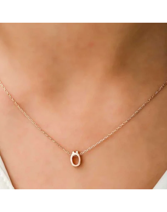 Gümüş Rose 3 Boyutlu Ö Harf Bayan Kolye