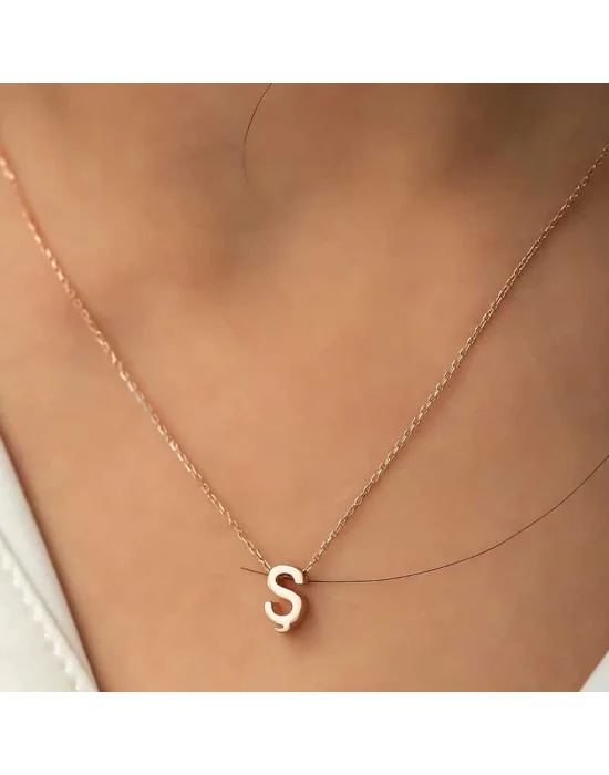 Gümüş Rose 3 Boyutlu Ş Harf Bayan Kolye