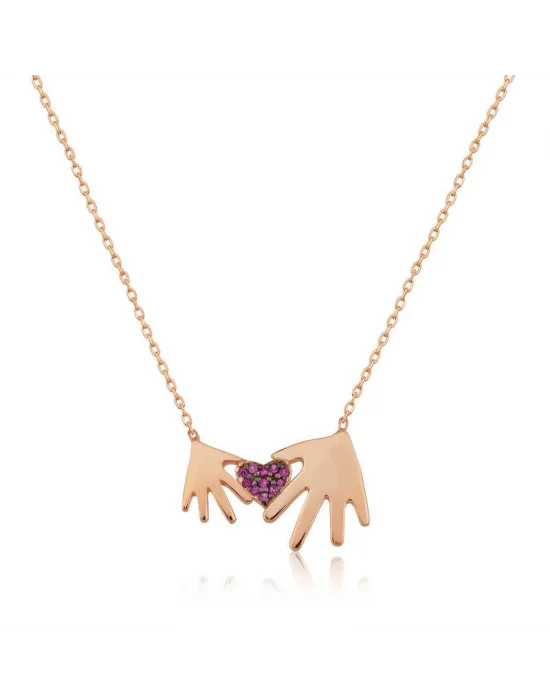 Gümüş Rose Anne Çocuk Eli Bayan Kolye