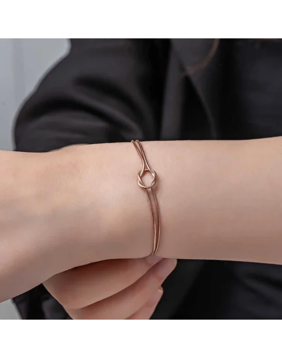 Gümüş Rose Aşk Düğüm Kadın Bileklik