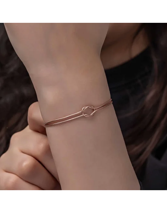 Gümüş Rose Aşk Düğüm Kadın Bileklik