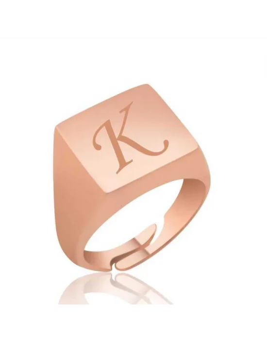 Gümüş Rose Ayarlanabilir Harfli Şovalye Bayan Yüzük