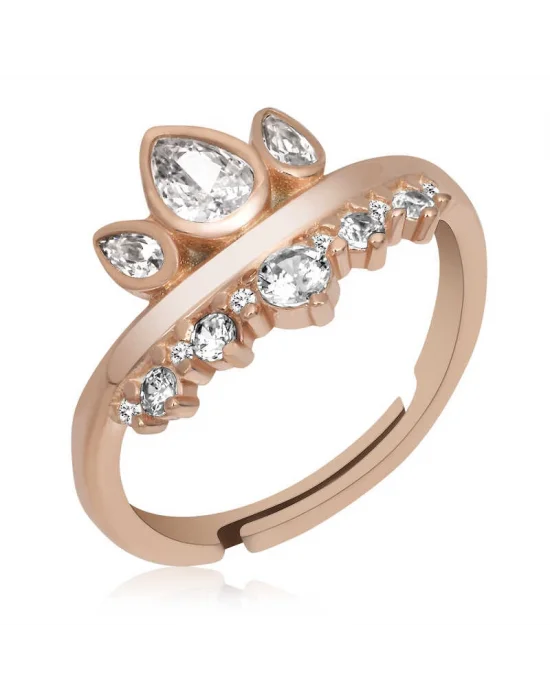 Gümüş Rose Ayarlanabilir Kraliçe Tacı Kadın Yüzük