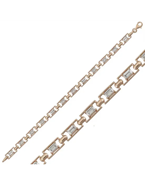 Gümüş Rose Baget Su Yolu Bayan Bileklik