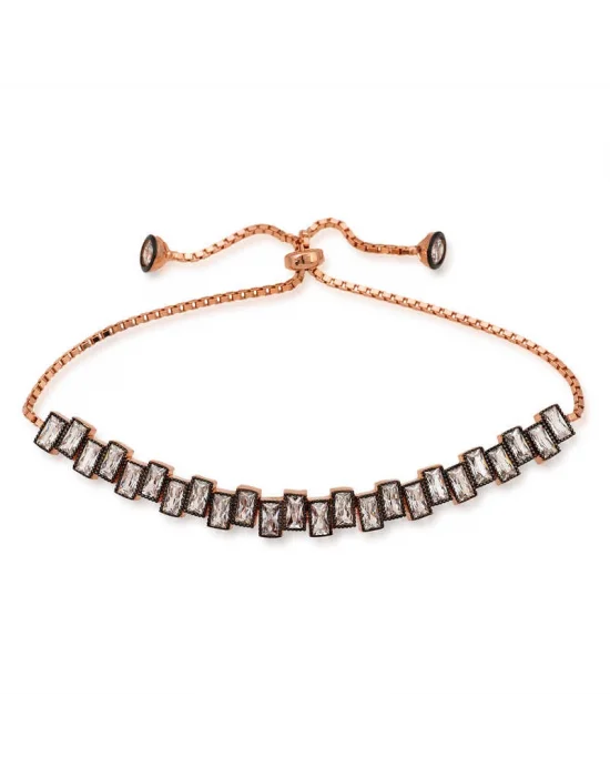 Gümüş Rose Baget Taşlı Asansör Bileklik