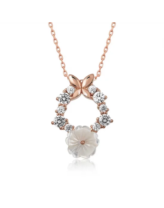 Gümüş Rose Bahar Çiçeği Kolye