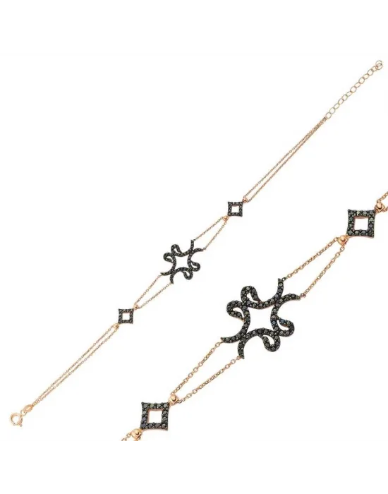 Gümüş Rose Dört Vavlı Bayan Bileklik