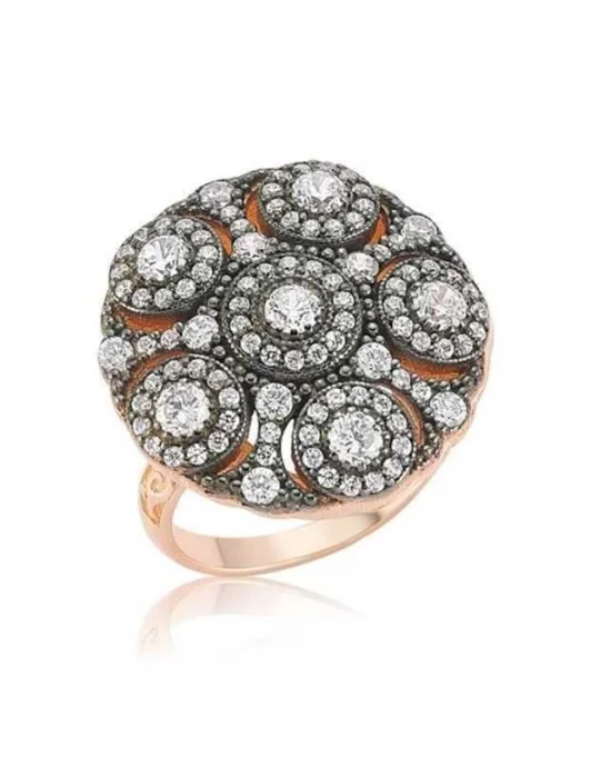 Gümüş Rose Elmas Montür Bayan Yüzük