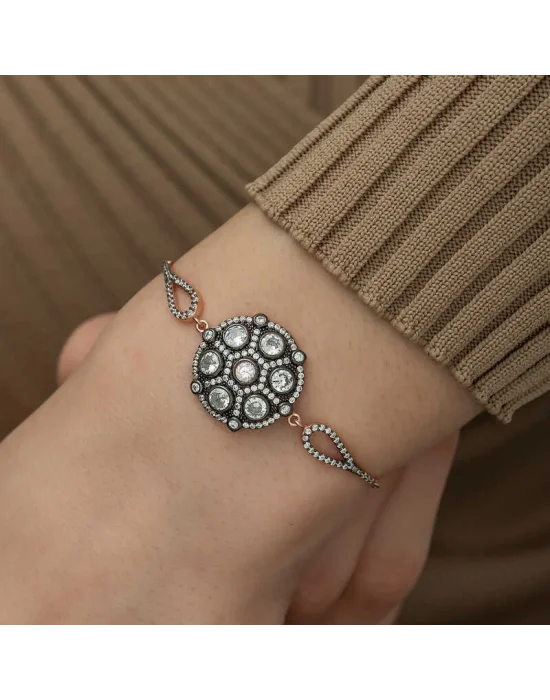 Gümüş Rose Elmas Montür Bileklik