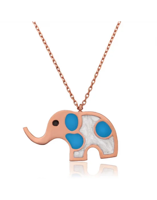 Gümüş Rose Fil Bayan Kolye