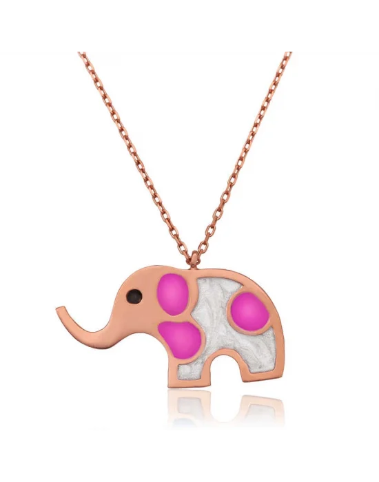 Gümüş Rose Fil Bayan Kolye