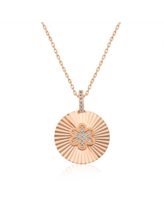 Gümüş Rose Fırfırlı Çiçek Bayan Kolye