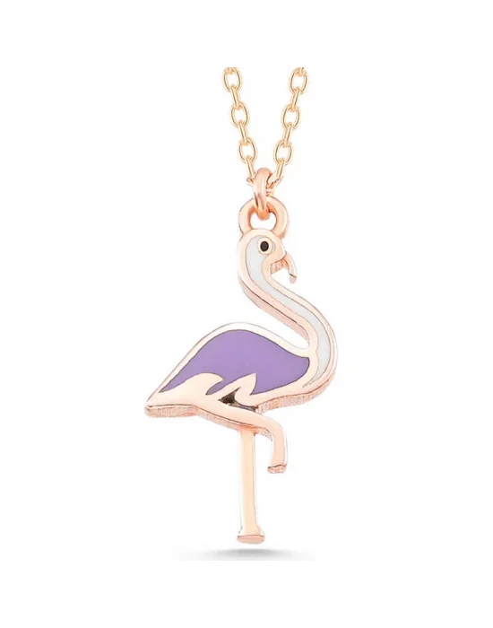 Gümüş Rose Flamingo Kadın Kolye