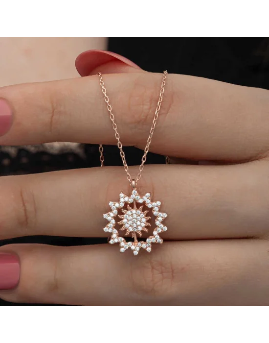 Gümüş Rose Güneş Kadın Kolye