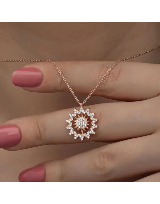 Gümüş Rose Güneş Kadın Kolye