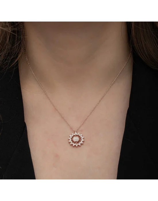 Gümüş Rose Güneş Kadın Kolye